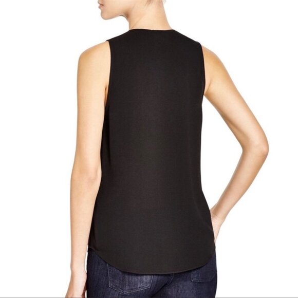 Theory Sleevelees Top Blouse Tank Black V Neck Drape Meighlan Petite XS 0 00 - Picture 4 of 11